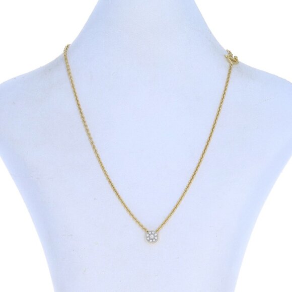 Charriol Diamond Halo Slide Pendant Necklace 16" - Yellow Gold 18k Round .15ctw - Picture 2 of 4